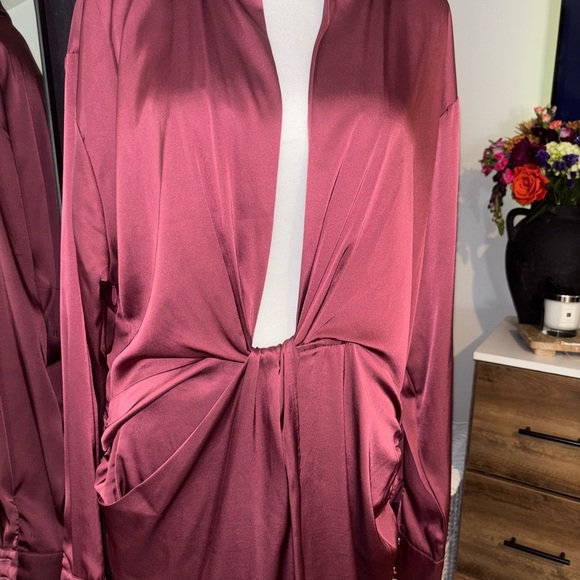 Fashion Nova Satin Burgundy Dress - Picture 2 of 6